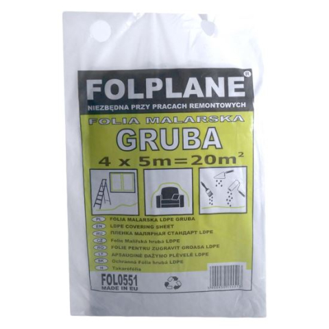Accesorii vopsire si tencuire - Folie pentru zugravit, LDPE, 4x5 m, 20 mp, 20 microni, Painter