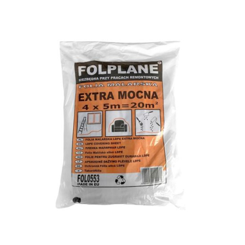 Accesorii vopsire si tencuire - Folie pentru zugravit, LDPE, 4x5 m, 20 mp, 33 microni, Painter
