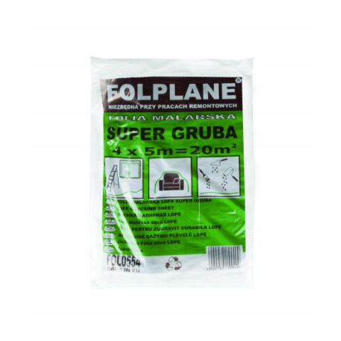 Accesorii vopsire si tencuire - Folie pentru zugravit, LDPE, 4x5 m, 20 mp, 47 microni, Painter