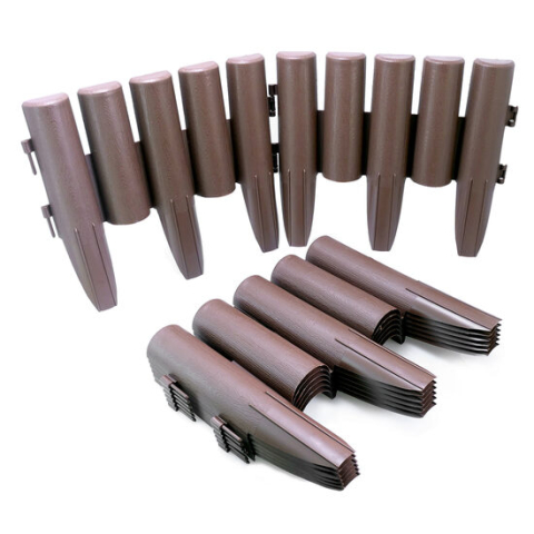 GRADINA - Palisada/bordura pentru gradina, maro, set 8 buc, 27x24 cm, 2.16 m