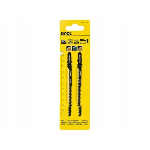 Accesorii fierastraie electrice - Panza, lama, fierastrau pendular, pentru lemn, HCS, dantura dubla, prindere tip T, set 2 buc, 90 mm, Drel