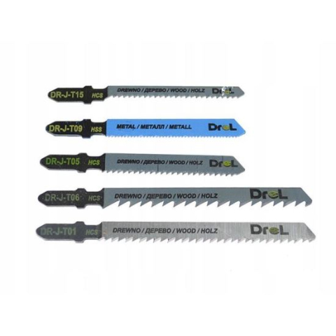 Accesorii fierastraie electrice - Panza, lama, fierastrau pendular, pentru lemn, metal, prindere tip T, set 5 buc, 100 mm, Drel
