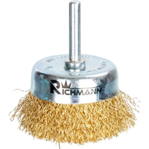 Accesorii scule electrice - Perie sarma alama, tip cupa, cu tija, 63 mm, Richmann 