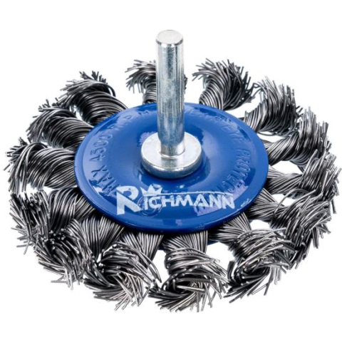 Accesorii scule electrice - Perie sarma otel, circulara, cu toroane, cu tija, 75 mm, Richmann