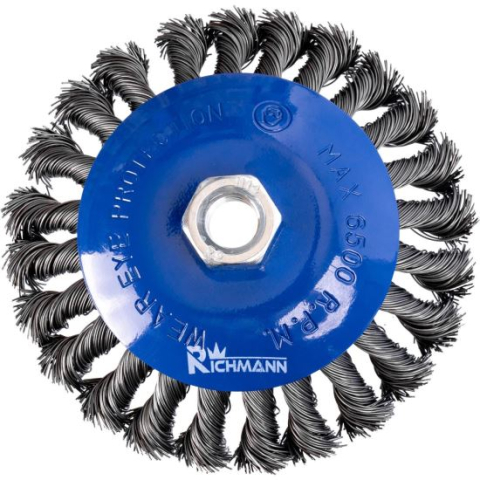 Accesorii scule electrice - Perie sarma otel, tip cupa, cu toroane, M14, 125 mm, Richmann 
