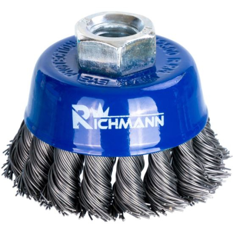 Accesorii scule electrice - Perie sarma otel, tip cupa, cu toroane, M14, 65 mm, Richmann 