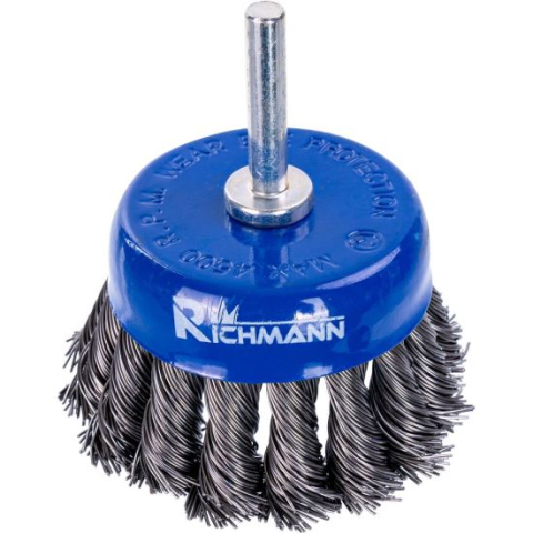 Accesorii scule electrice - Perie sarma otel, tip cupa, cu toroane, tija, 75 mm, Richmann 