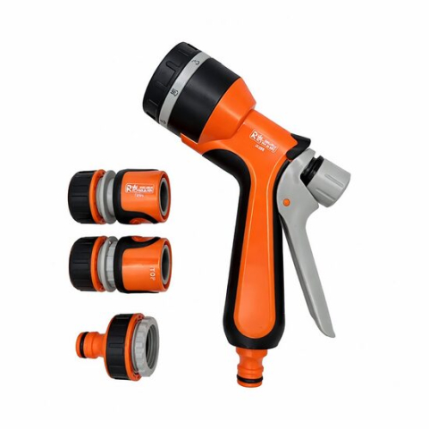 Pistoale pentru stropit - Pistol stropit gradina, tip dus, 9 moduri, plastic, cu cuple si adaptor, Richmann Exclusive
