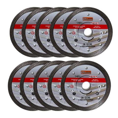 Discuri diamantate - Set 10 discuri diamantate turbo subtire, ceramica, taiere umeda si uscata, 125 mm/22.23 mm, Richmann Exclusive