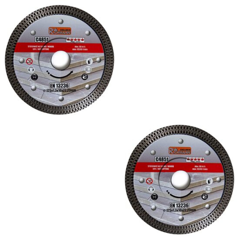Discuri diamantate - Set 2 discuri diamantate turbo subtire, ceramica, taiere umeda si uscata, 125 mm/22.23 mm, Richmann Exclusive