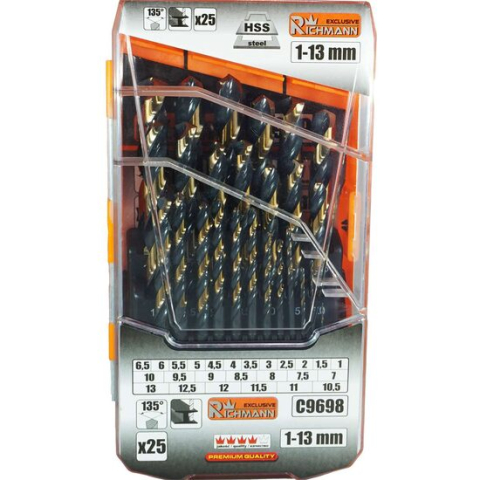 BRICOLAJ ELECTRIC - Set 25 burghie pentru metal, HSS, 1-13 mm, Richmann Exclusive