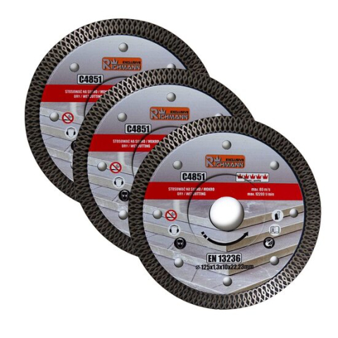 Discuri diamantate - Set 3 discuri diamantate turbo subtire, ceramica, taiere umeda si uscata, 125 mm/22.23 mm, Richmann Exclusive