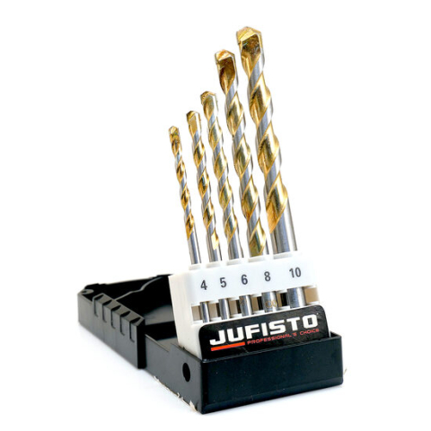 Seturi si accesorii pentru gaurit si insurubat - Set 5 burghie, multimaterial, 4-10 mm, Jufisto