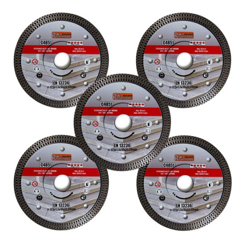 Discuri diamantate - Set 5 discuri diamantate turbo subtire, ceramica, taiere umeda si uscata, 125 mm/22.23 mm, Richmann Exclusive