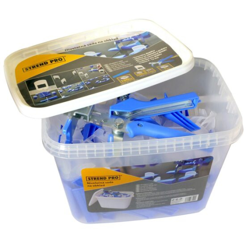 Accesorii pentru montat gresie si faianta - Set de nivelare si aliniere a placilor ceramice, cleste, 100 distantiere x 1 mm, 100 pene