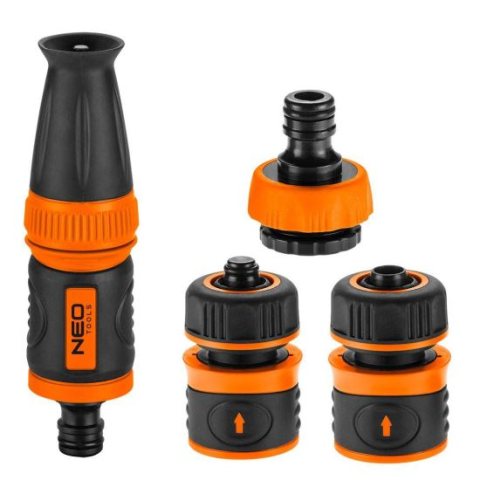 GRADINA - Set de stropit, duza furtun cu accesorii, 4 piese, 1/2", NEO 