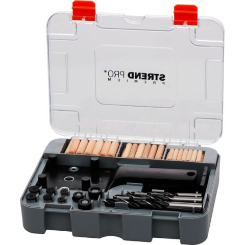 Seturi si accesorii pentru gaurit si insurubat - Set pentru dulgheri cu imbinari, dibluri, burghie, cuie, cheie Allen, 83 piese, Strend Pro
