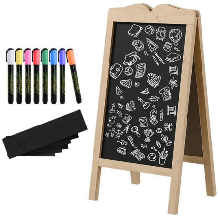 Birotica & Papetarie/Sisteme de afisare si prezentare - Tabla magnetica cu stergere uscata, afisaj restaurant, neagra, 8 markere, 6 sabloane, 51x42x101 cm