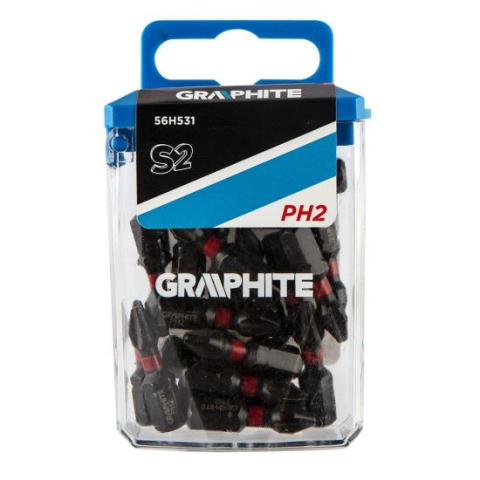 Seturi si accesorii pentru gaurit si insurubat - Varfuri, biti, de impact, PH2, 1/4", set 20 buc, PH2x25 mm, Graphite