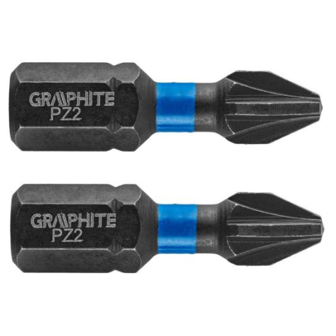 Seturi si accesorii pentru gaurit si insurubat - Varfuri, biti, de impact, PZ2, 1/4", set 2 buc, PZ2x25 mm, Graphite