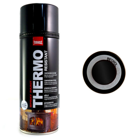 AMENAJARI INTERIOARE - Vopsea spray acrilic rezistent la temperatura 600 grade, negru-Black Nero 400ml