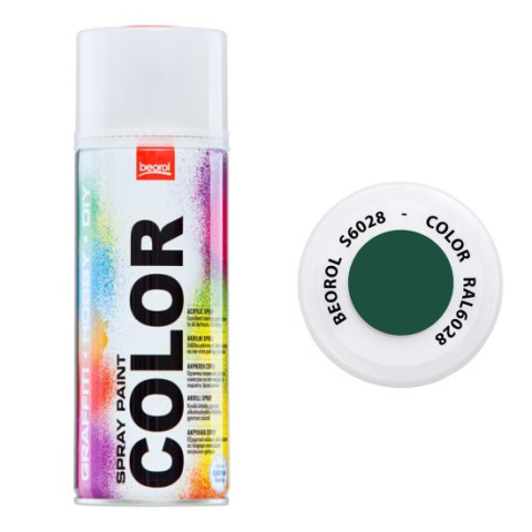 Vopsele si pigmenti/Vopsele spray acrilice - Vopsea spray acrilic, verde Pino RAL6028, 400 ml, Beorol