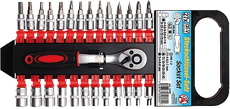 Scule de mana - Set chei tubulare, 1/4, 4-13 mm, 27 piese, BGS