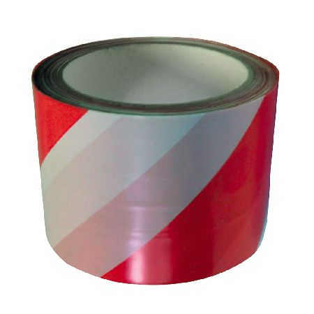 Benzi securizare - BANDA AVERTIZARE BICOLORA ROSU-ALB 75MM / 100M
