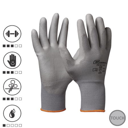 Organizare, depozitare, protectie - Gebol 709245G, Manusi de protectie Micro Flex, din poliester, acoperire din poliuretan, uz profesional, marimea 11/XXL