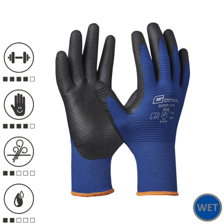 Organizare, depozitare, protectie - Gebol 709286, Manusi de protectie Super Grip, din nilon, acoperire din nitril, uz profesional, marimea 10/XL