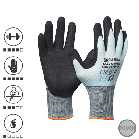 Manusi - Gebol 709545_T, Manusi de protectie Master Flex Cool and Touch, din nylon, acoperire din spuma de nitril, uz profesional, marimea 9/L