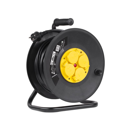 Cablu si prelungitoare - PRELUNGITOR 3X1.5MM² CU TAMBUR - 4 PRIZE CU PIN / 25M