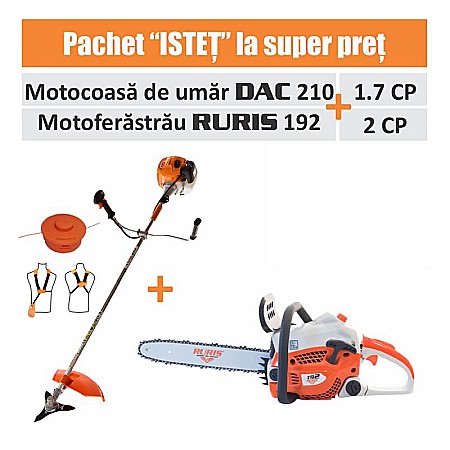 Motocoase - Pachet Isteț (motocoasă Dac 210 + motoferăstrău Ruris 192)
