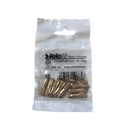 Biti si seturi biti - Set 10 biti Felo, seria Diamantati profil Pozidrive, C6.3, PZ3, 25mm