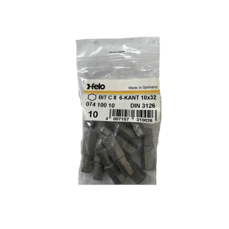 Biti si seturi biti - Set 10 biti Felo, seria Industrial profil HEX, C8, HX10.0, 32mm