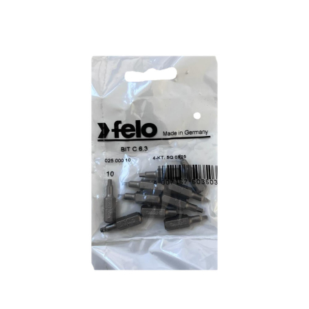 Biti si seturi biti - Set 10 biti Felo, seria Industrial profil patrat, C6.3, SQ 0 (1.75mm), 25mm