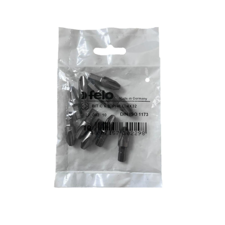  Scule de mana - Set 10 biti Felo, seria Industrial profil Philips, C6.3, PH4, 32mm