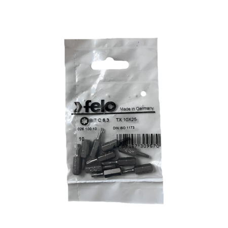 Biti si seturi biti - Set 10 biti Felo, seria Industrial profil Torx, C6.3, TX10, 25mm