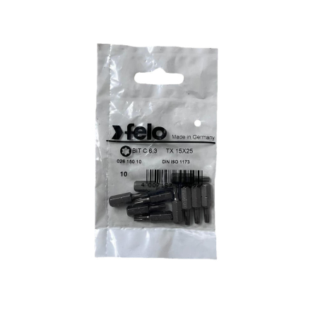 Biti si seturi biti - Set 10 biti Felo, seria Industrial profil Torx, C6.3, TX15, 25mm