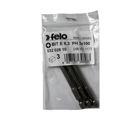  Scule de mana - Set 3 biti Felo, seria Industrial profil Philips, E6.3, PH2, 100mm