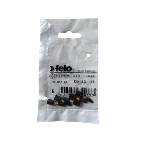  Scule de mana - Set 5 biti Felo, seria Impact profil Philips, C6.3, PH1, 25mm
