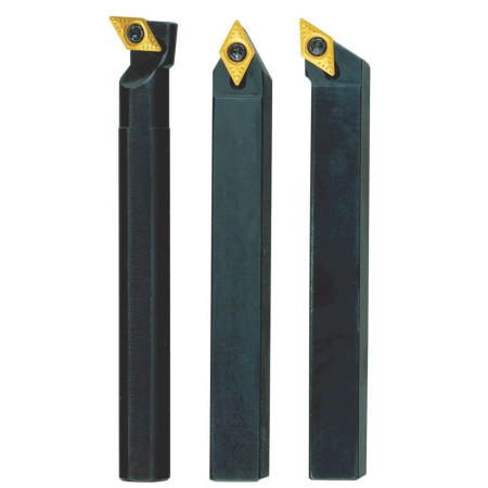 Cutite pentru strung - Set de 3 cutite strung cu placute amovibile, Proxxon 24556, 10x10x90
