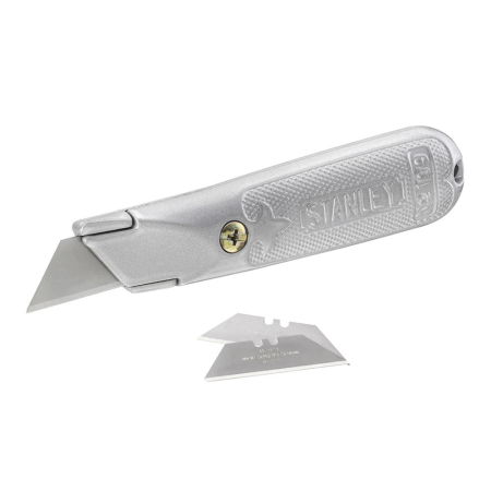 Cutite, cutere si lame - Stanley 1-10-199, Cutter metalic 199E cu lama fixa, 140mm + 3 lame trapezoidale 62mm