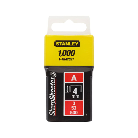 Constructii  - Stanley 1-TRA202T, capse pentru aplicatii uzuale, 4mm, 1000 buc tip A 5/53/530, blister