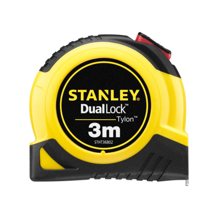 Gradinarit  - Stanley STHT36802-0, ruleta tylon cu dubla blocare 3m, acoperire Tylon, maner ergonomic, 3m x 13mm, blister