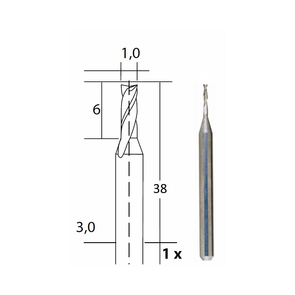 Freza cu 2 caneluri, Proxxon 28758, 1.0x3.0mm [1]