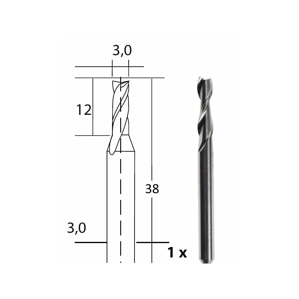 Freza cu 2 caneluri, Proxxon 28761, 3.0x3.0mm [1]
