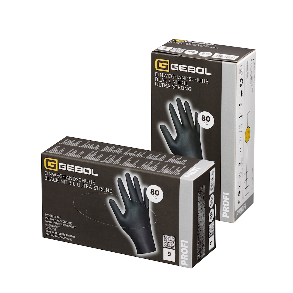Gebol 709631, Set 80 de manusi de protectie Black Nitril Ultra Strong, din nitril, calitate superioara, nepudrate, marimea 9/L [2]