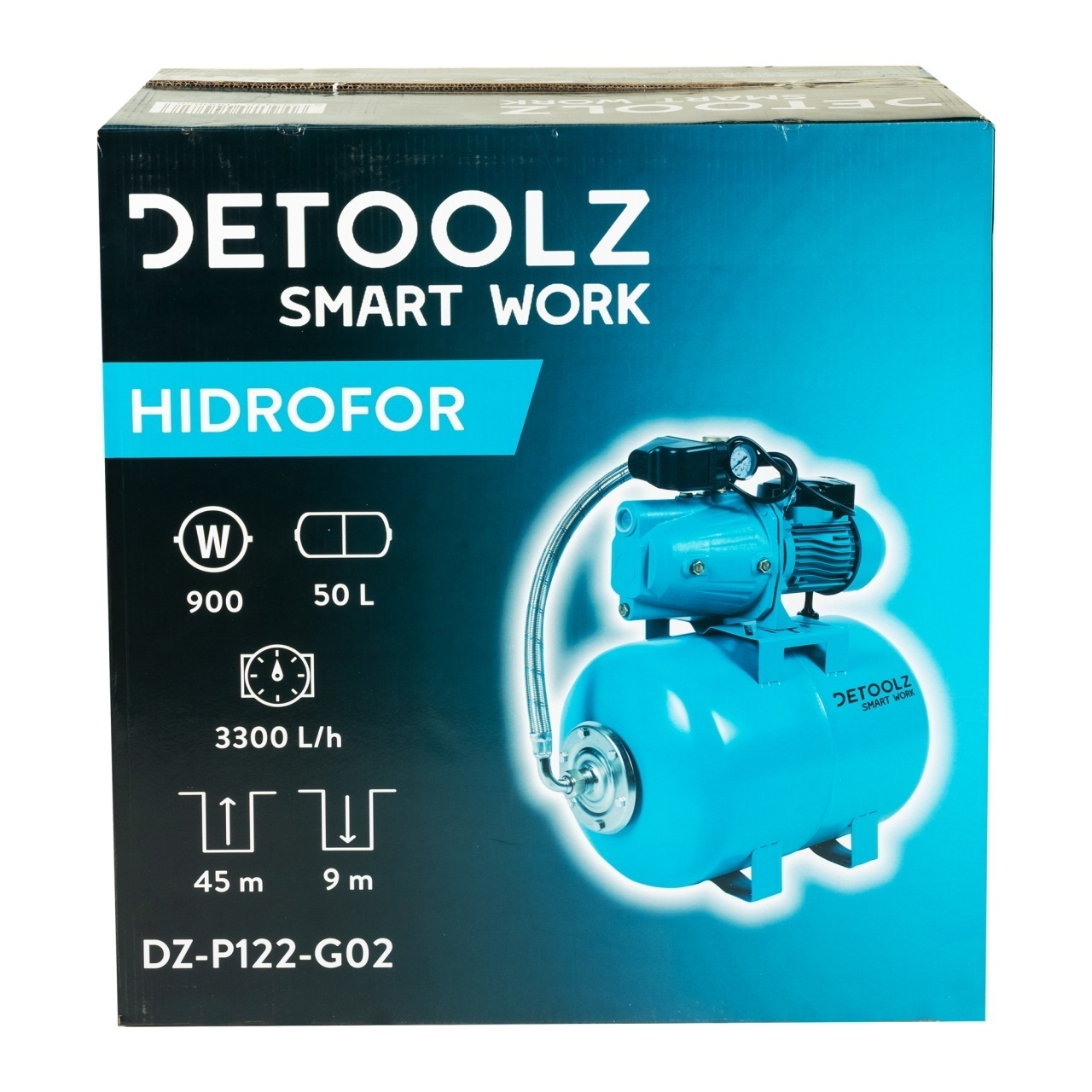 Hidrofor Detoolz 0.9 kW, debit maxim 3300l/h, inaltime maxima pompare 45m, corp pompa fonta, butelie 50L [9]