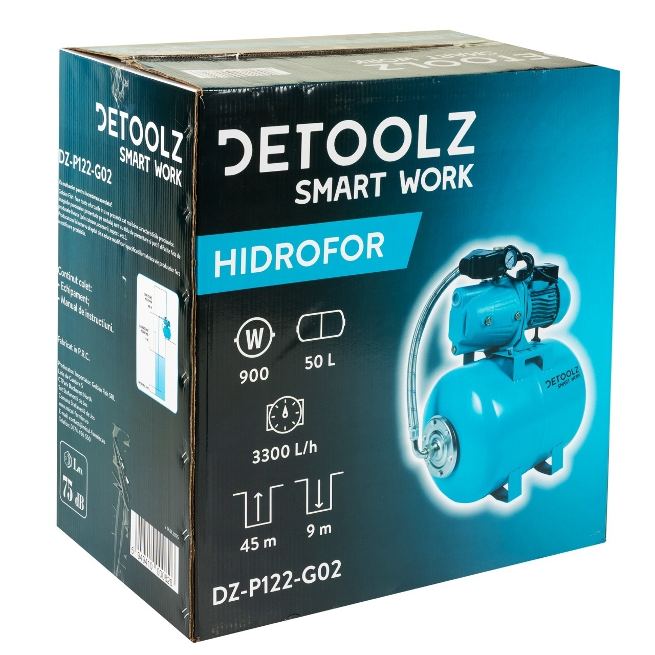 Hidrofor Detoolz 0.9 kW, debit maxim 3300l/h, inaltime maxima pompare 45m, corp pompa fonta, butelie 50L [10]